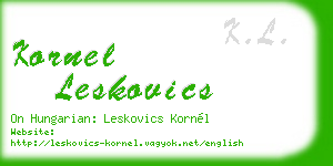 kornel leskovics business card